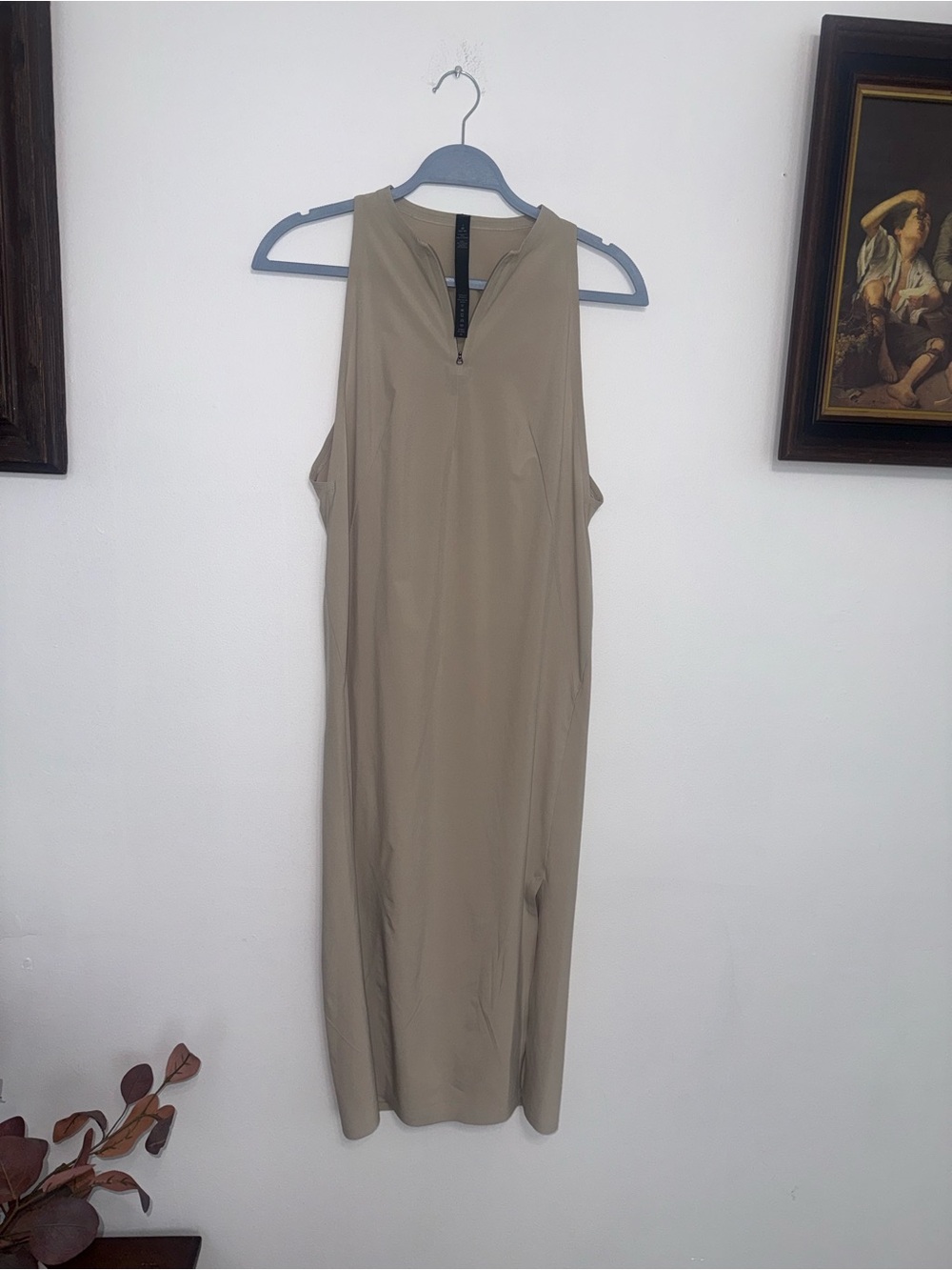 lululemon athletica Sleeveless Taupe Midi Dress with Front Zip